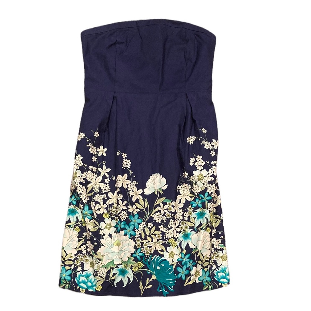 Strapless Navy Floral Dress